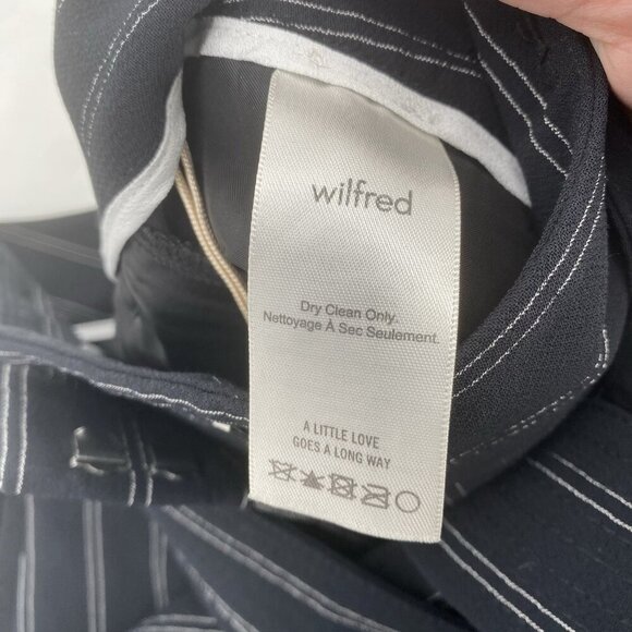 ARITZIA Wilfred Size 6 Black Striped Trousers Pants High Waist Belted - Picture 7 of 12